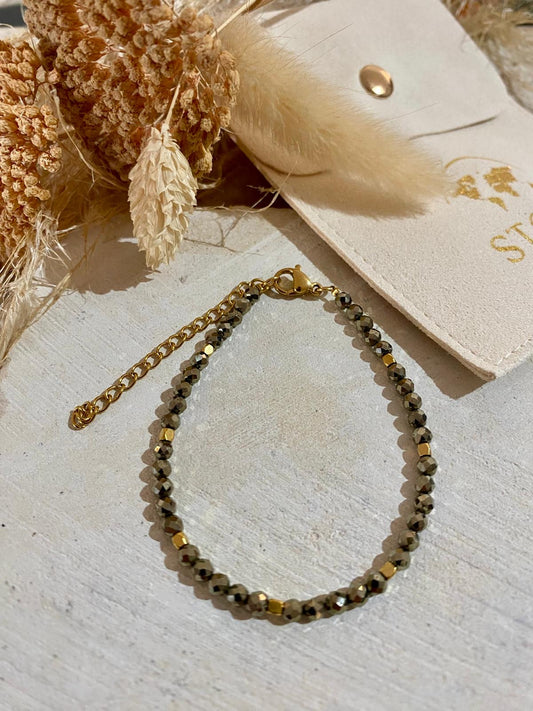 bracelet en pyrite réglable