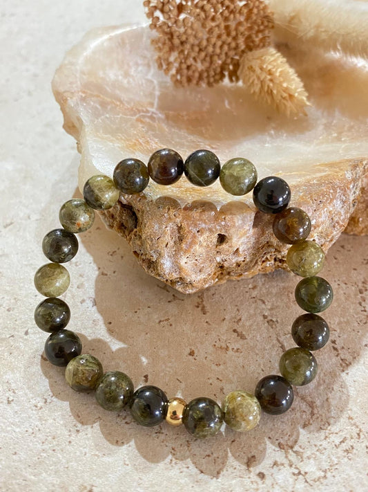 Bracelet pierres naturelles Grenat Vert "Emotions"