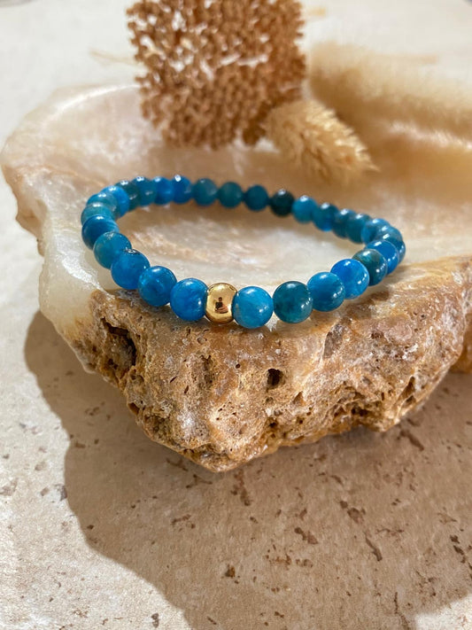 Bracelet pierres naturelles Apatite Bleue "Energie"