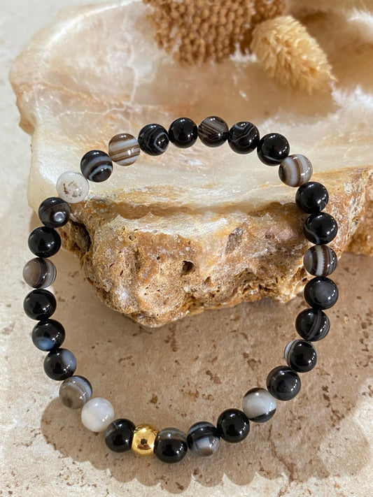 Bracelet pierres naturelles Agate Botswana "Anti-stress"