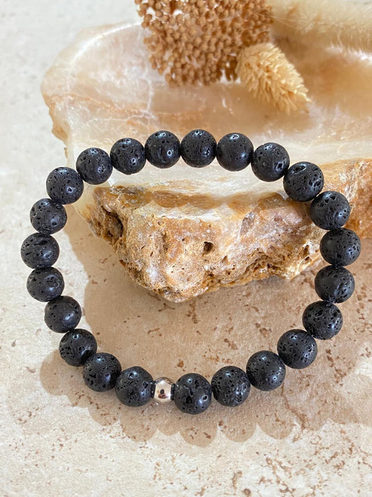 Bracelet pierres naturelles Pierre de Lave "Relaxation et motivation"