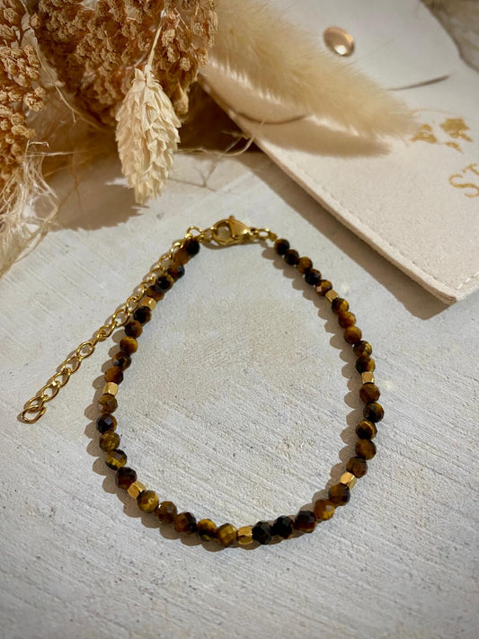 Bracelet fin en Oeil de Tigre"Protection et anti-stress"