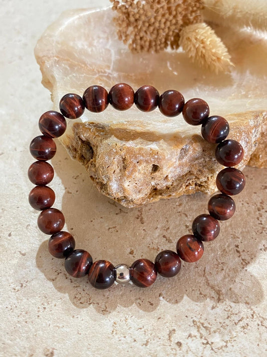 Bracelet pierres naturelles Oeil de Taureau "Douleurs et anti-stress"