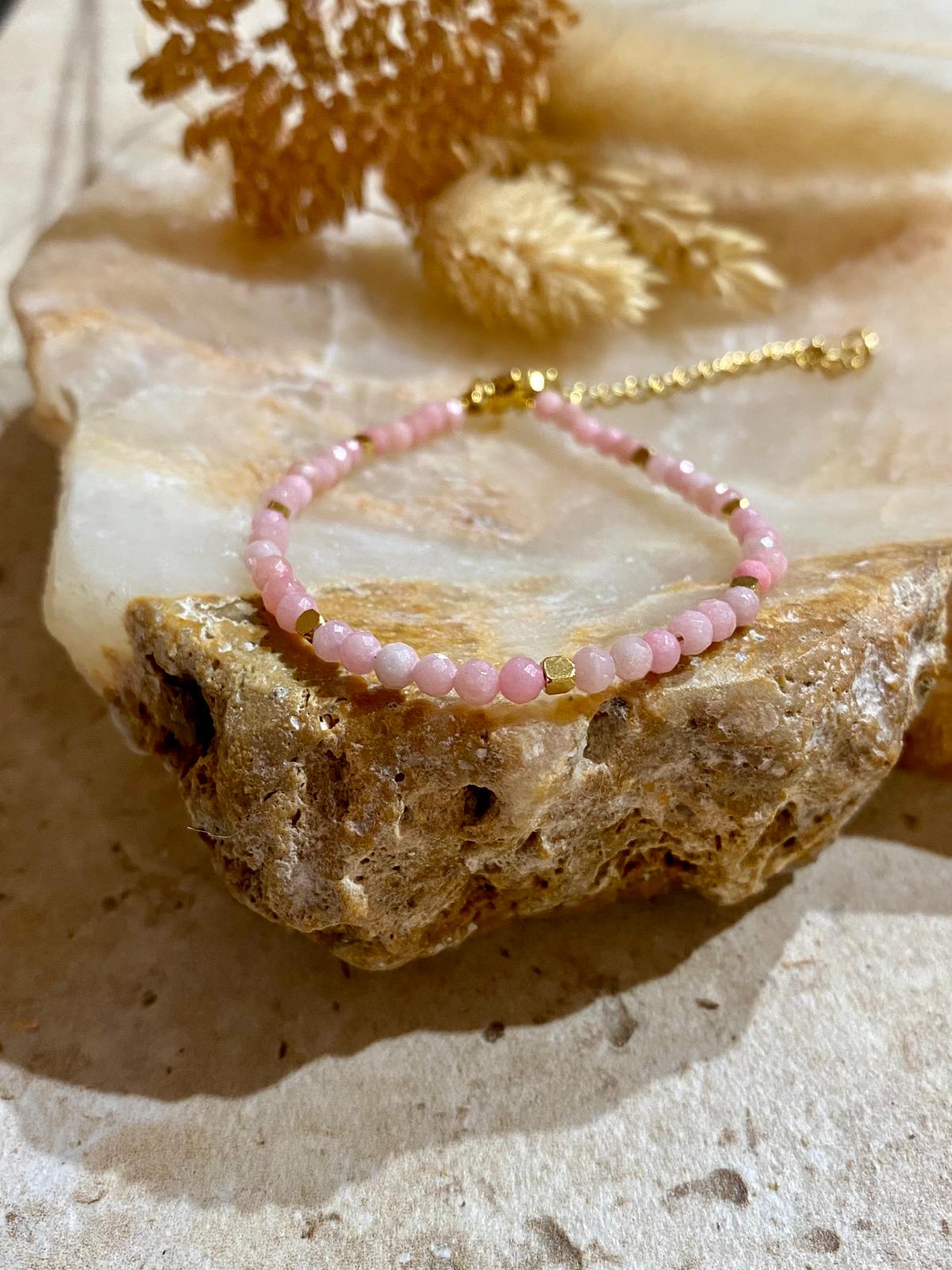 Bracelet fin réglable en Opale Rose