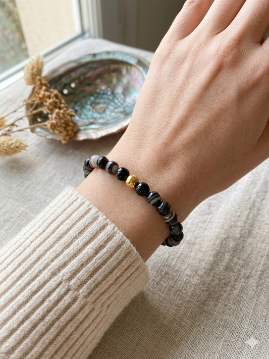 Bracelet pierres naturelles Agate Botswana "Anti-stress"