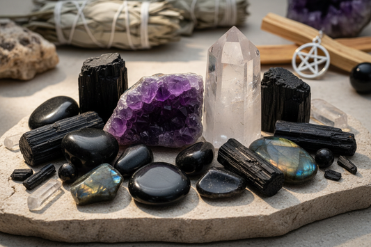 Pierres de protection naturelle : labradorite, obsidienne, tourmaline noire