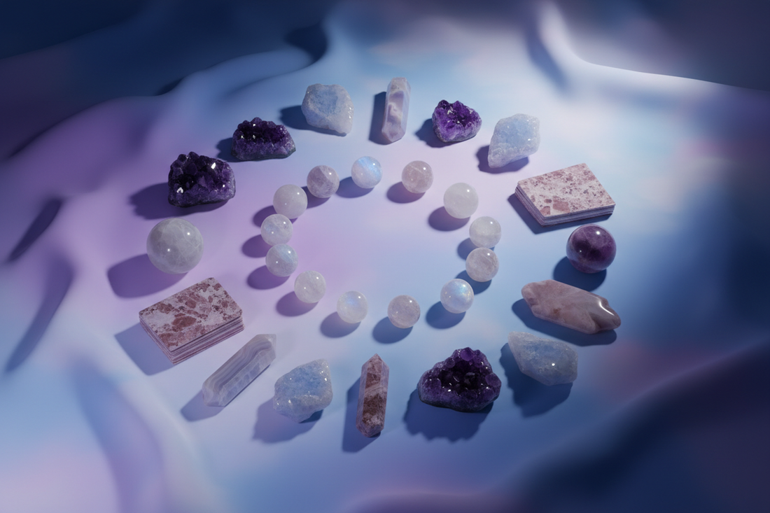Pierres pour le sommeil réparateur : Améthyste, Howlite & Quartz Rose
