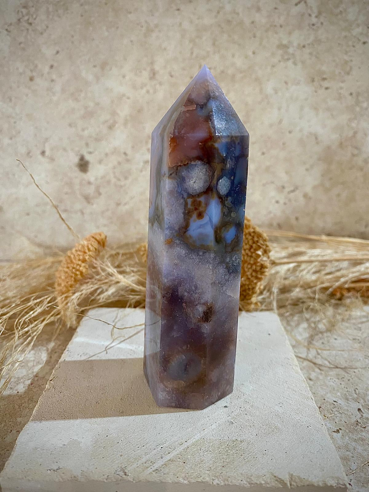 Agate Fleur bleue en pointe