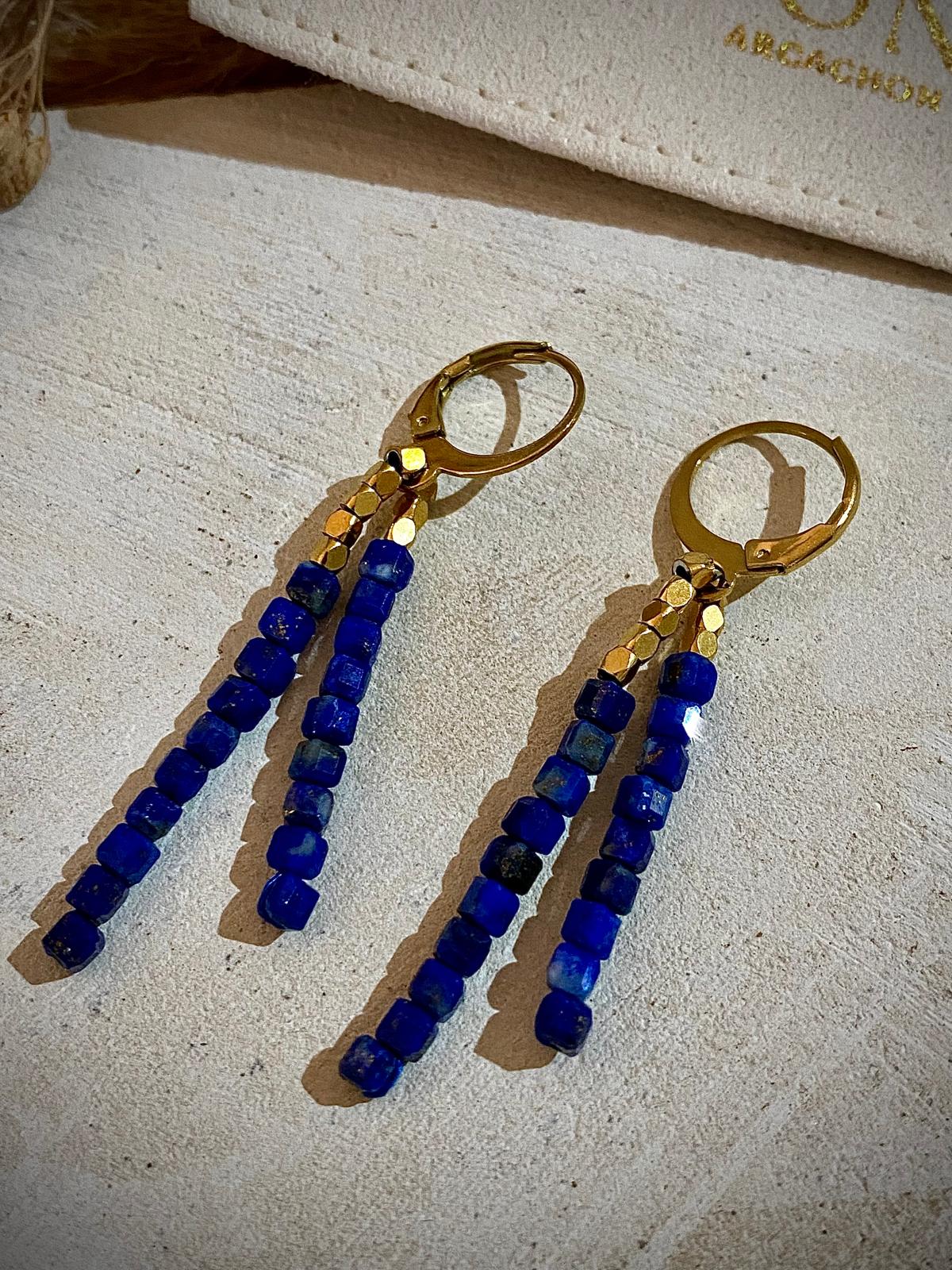 Ensemble collier et boucles d'oreilles en Lapis-Lazuli "Relaxation"