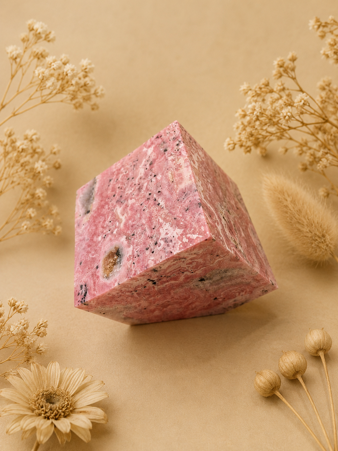Cube en Rhodochrosite en provenance du Pérou