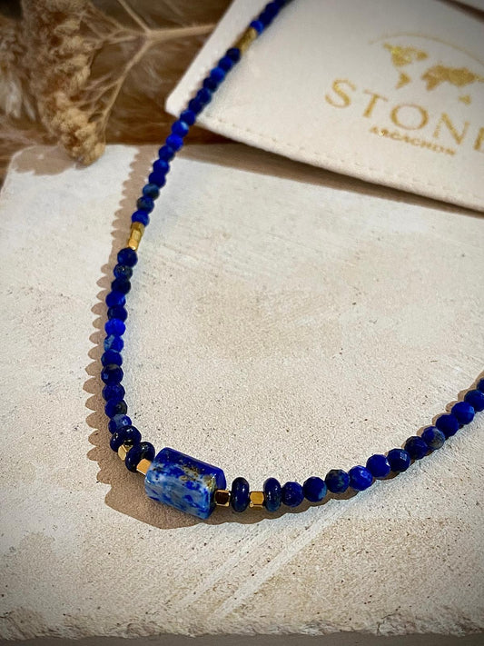 Ensemble collier et boucles d'oreilles en Lapis-Lazuli "Relaxation"