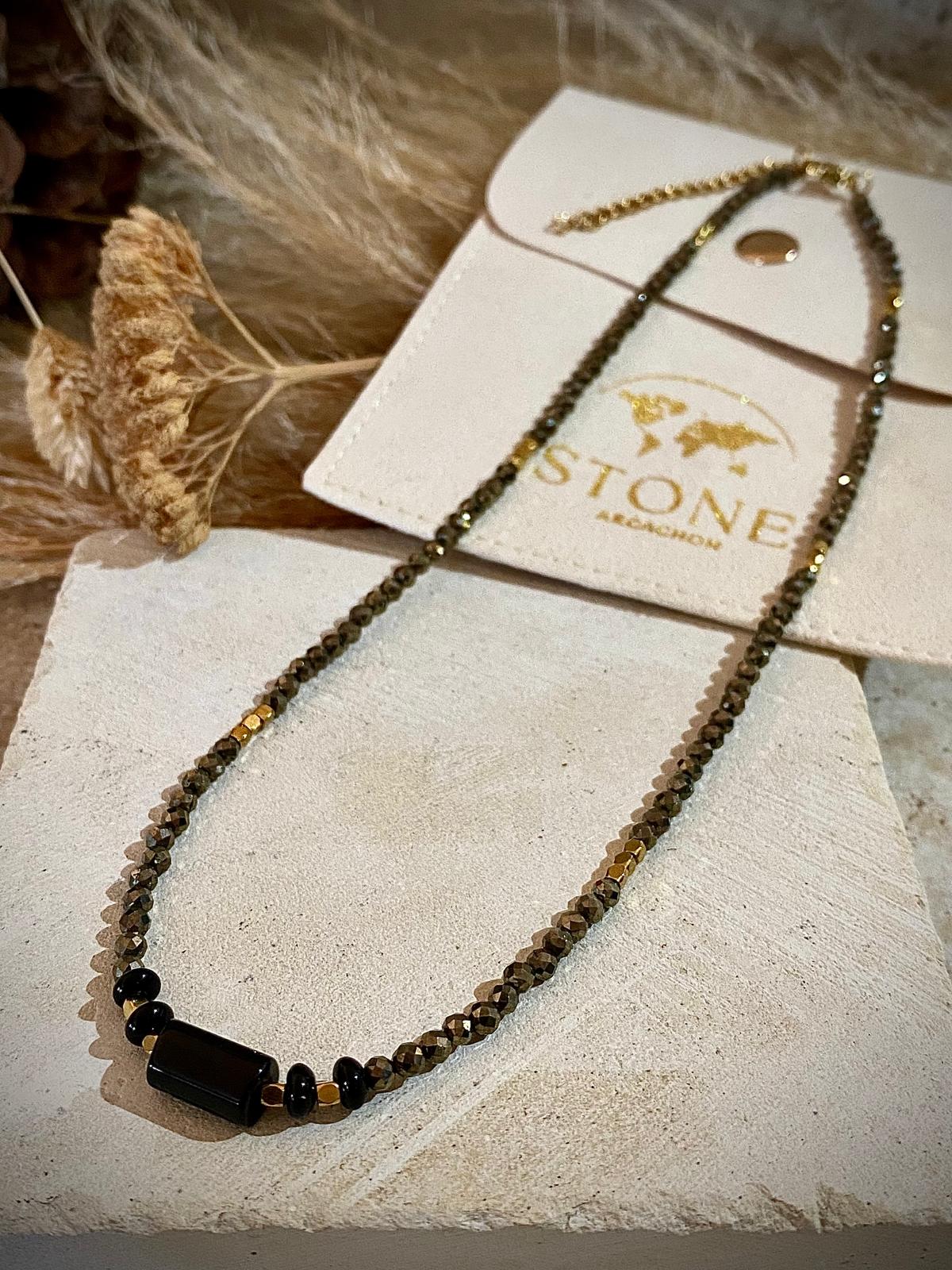 Ensemble collier et boucles d'oreilles en Pyrite "Chance"