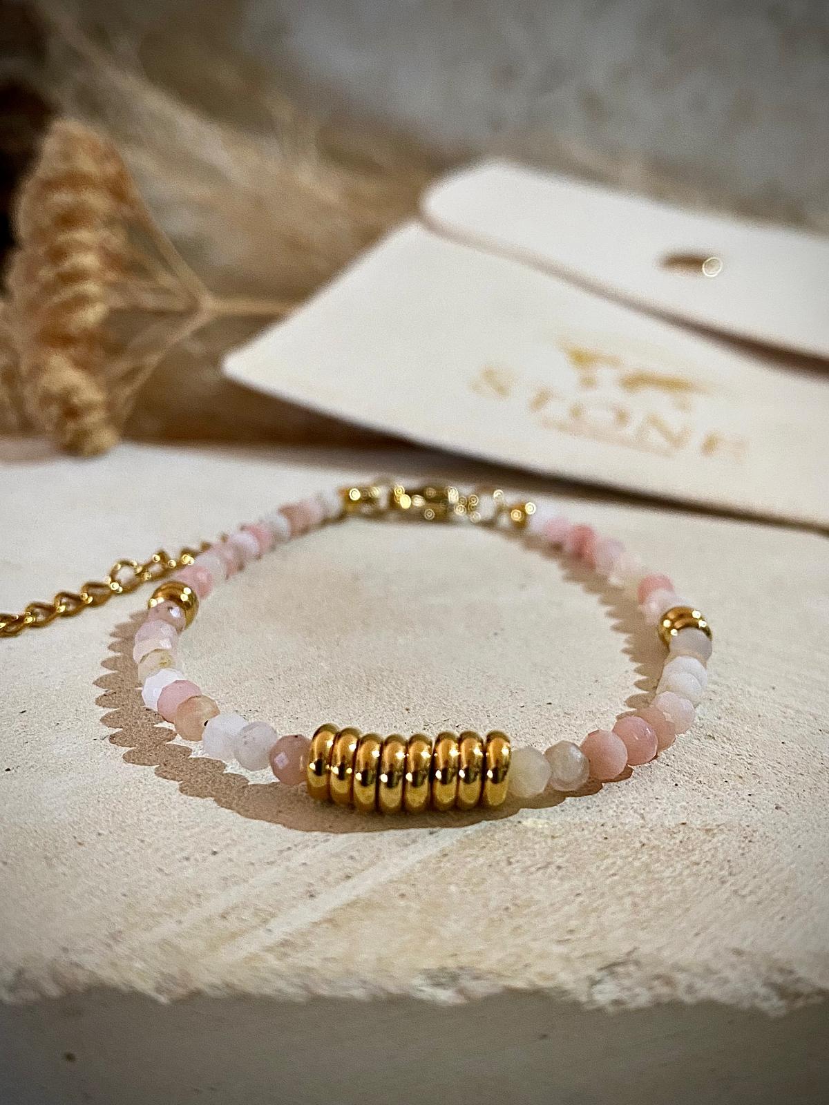 Bracelet fin réglable en Opale Rose "Emotions et Confiance"