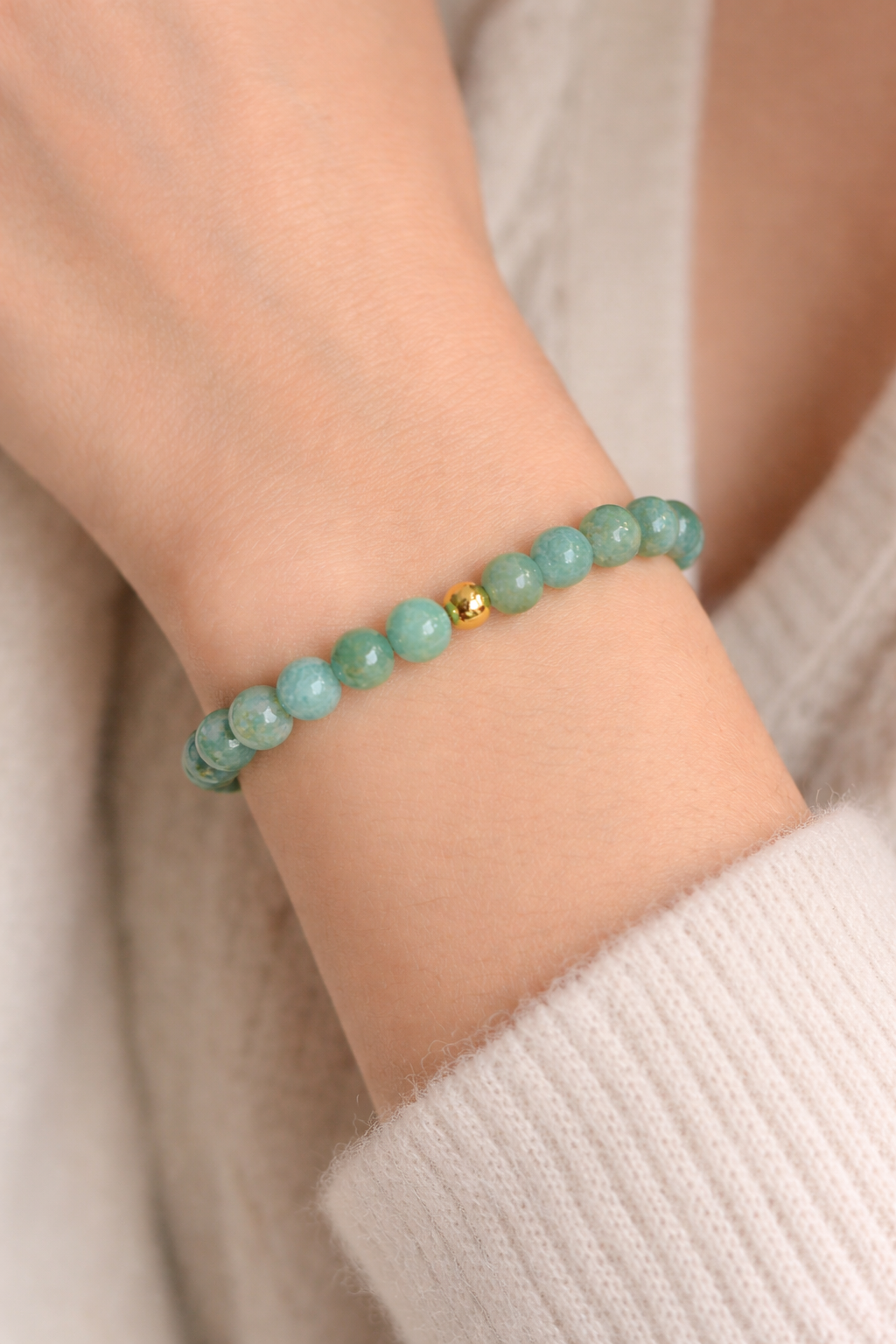 Bracelet Amazonite 6mm et Argent Ref. 54626 Bracelet Amazonite 6mm et Argent Ref. 54626