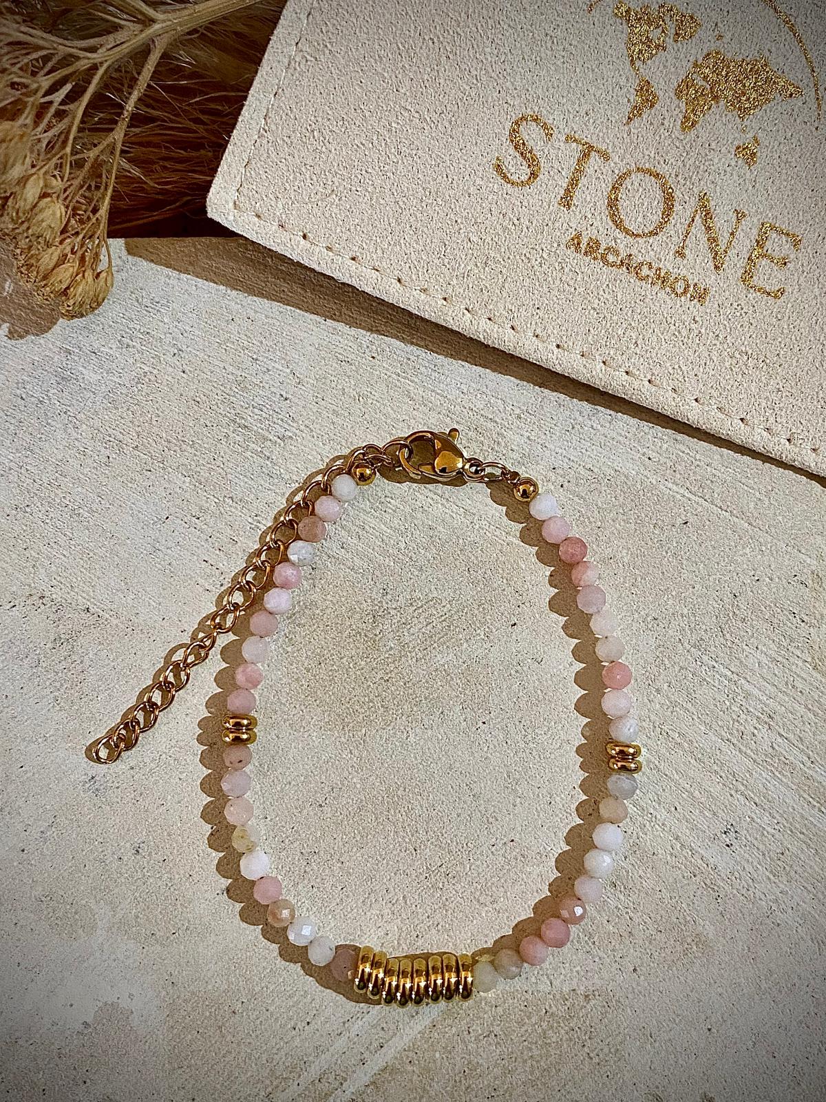 Bracelet fin réglable en Opale Rose "Emotions et Confiance"