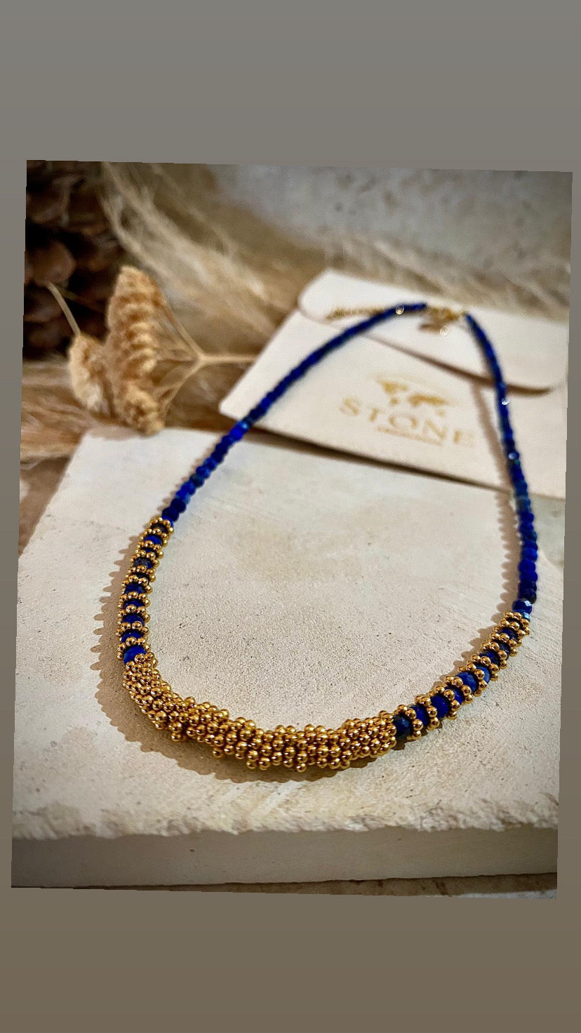 Collier en pierres naturelles et acier Inoxydable