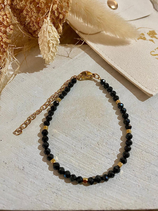 Bracelet fin Spinelle noir