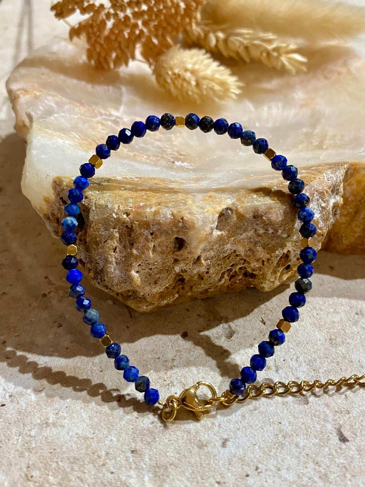 Bracelet fin réglable en Lapis Lazuli