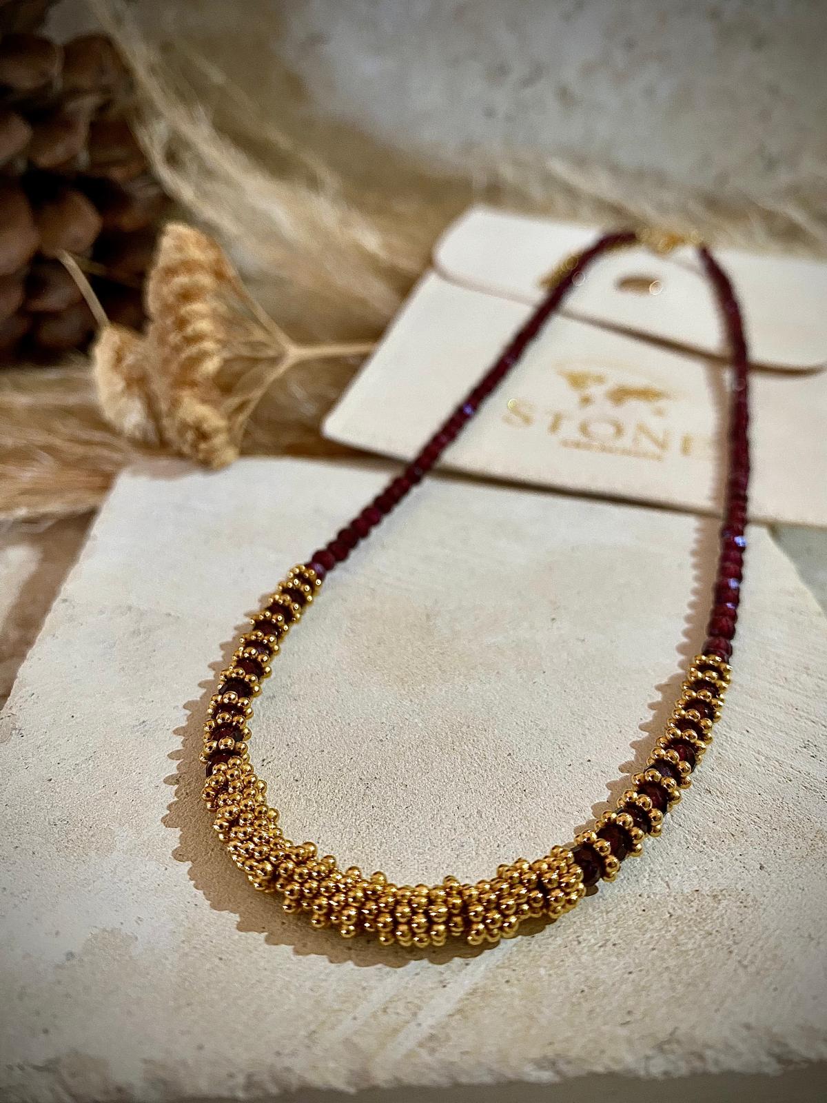 Collier en pierres naturelles et acier Inoxydable