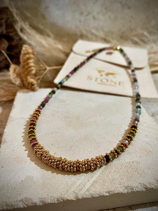 Ensemble bracelet et collier en Tourmaline "Protection"