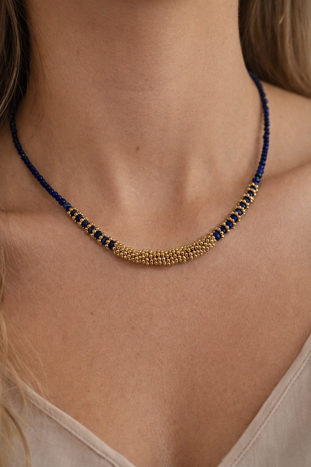 Collier en pierres naturelles et acier Inoxydable