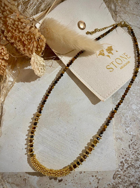 Ensemble collier et bracelet en Oeil de tigre "Protection et anti-stress"
