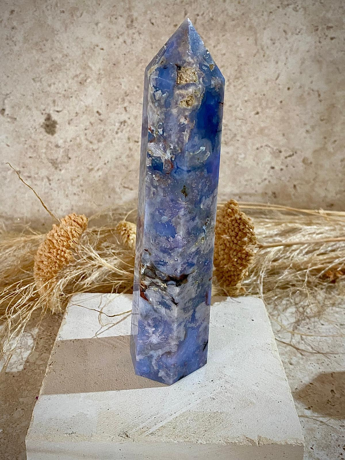 Agate Fleur bleue en pointe