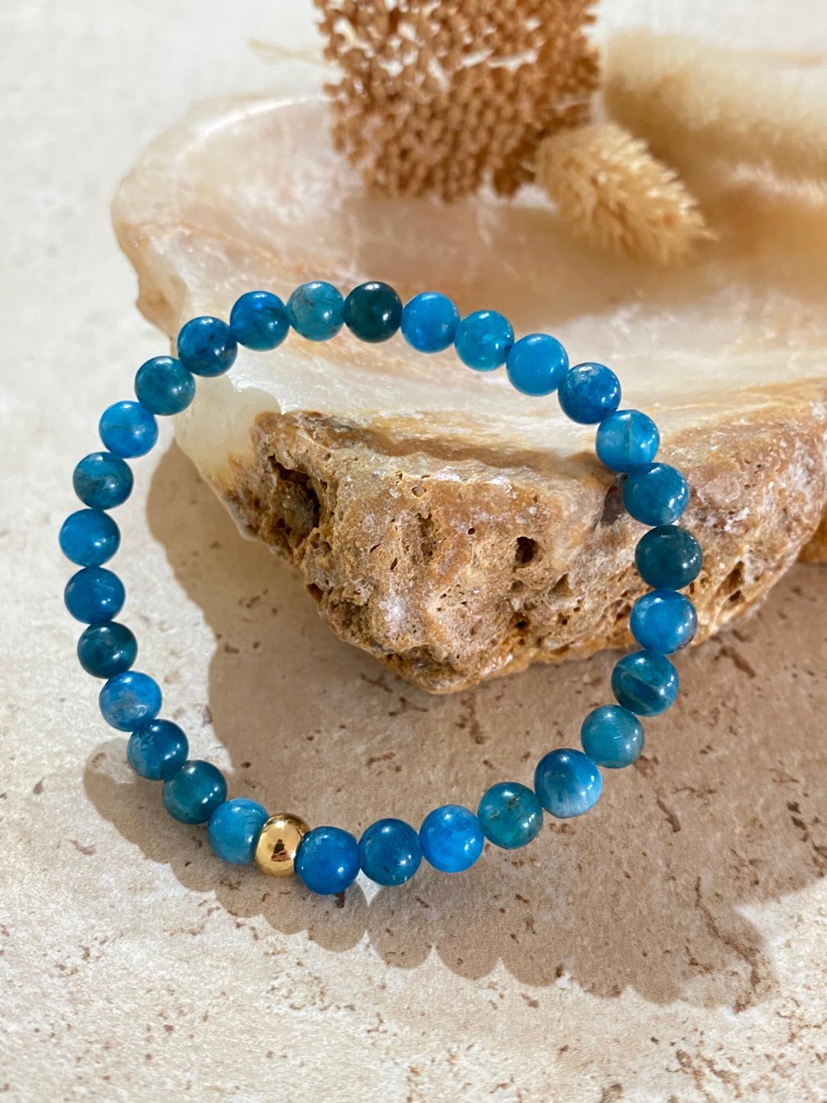 Bracelet pierres naturelles Apatite Bleue