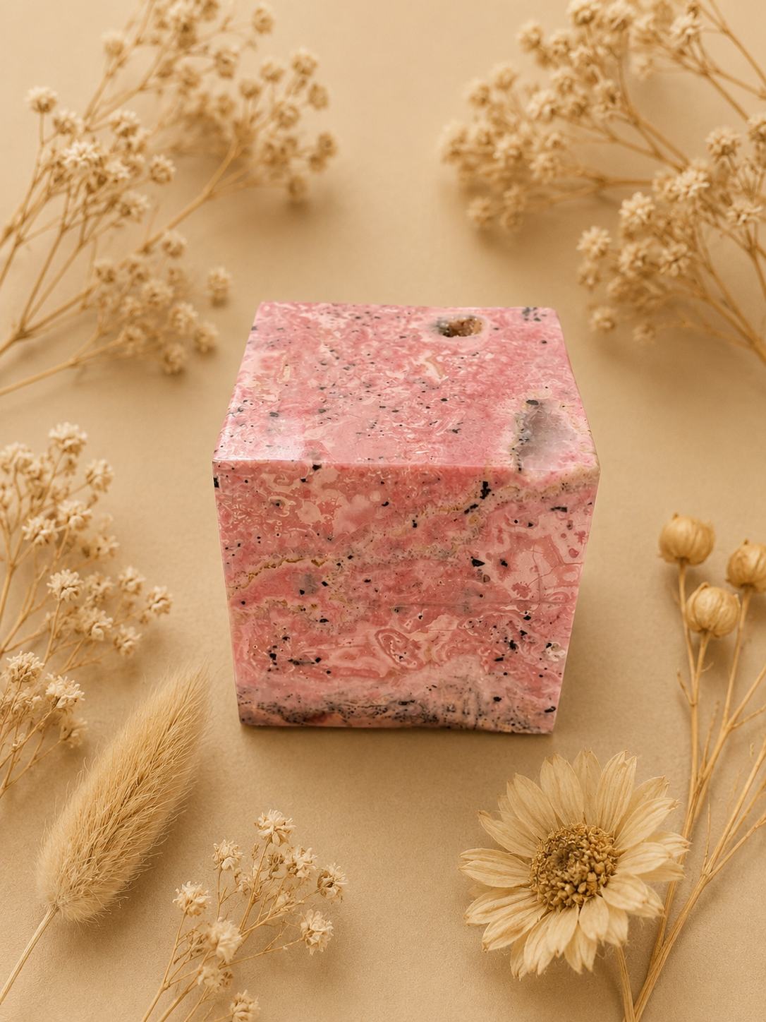 Cube en Rhodochrosite en provenance du Pérou