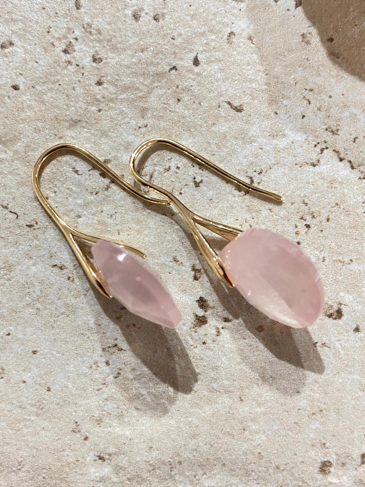 Boucles d’oreilles Quartz Rose