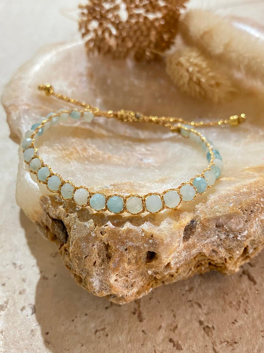 Bracelet pierres naturelles Amazonite (fil de soie)