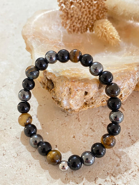 Bracelet pierres naturelles Triple Protection "Anti-stress et Protection"