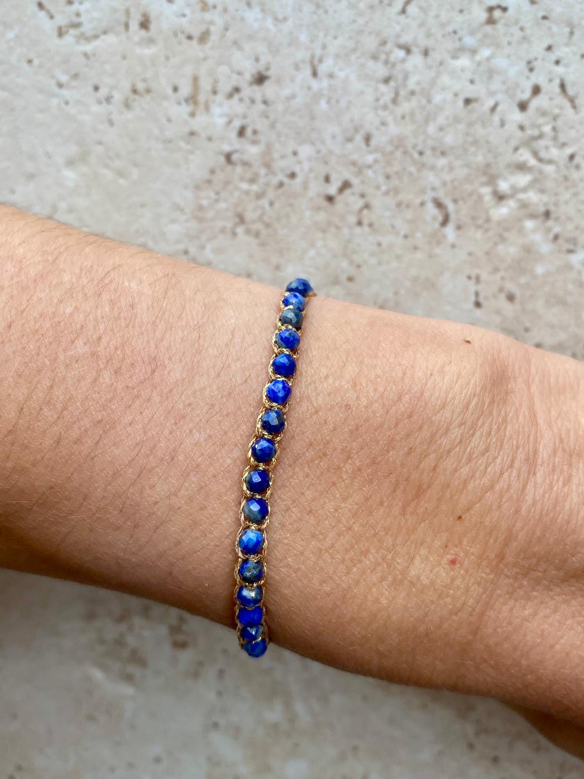 Bracelet pierres naturelles Lapis-Lazuli (fil de soie)