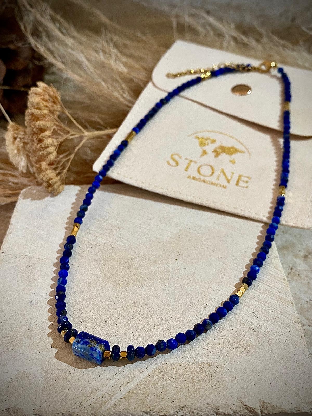 Ensemble collier et boucles d'oreilles en Lapis-Lazuli "Relaxation"