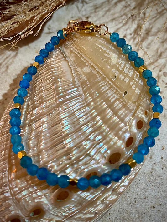 Bracelet fin en Apatite bleue "Fatigue et motivation"
