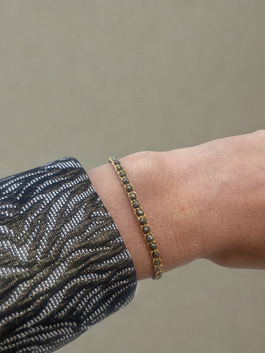 Bracelet Bali pierres naturelles Pyrite (fil de soie)