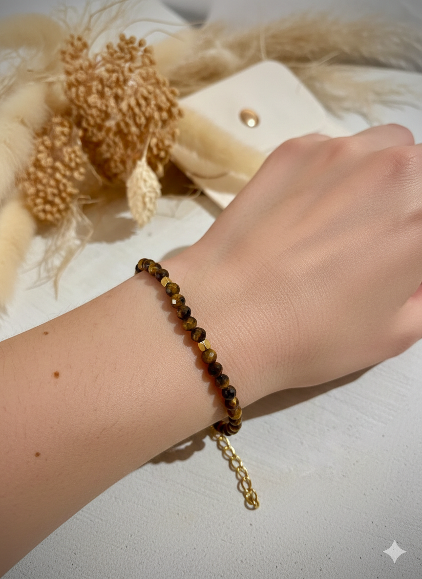 Bracelet fin en Oeil de Tigre"Protection et anti-stress"