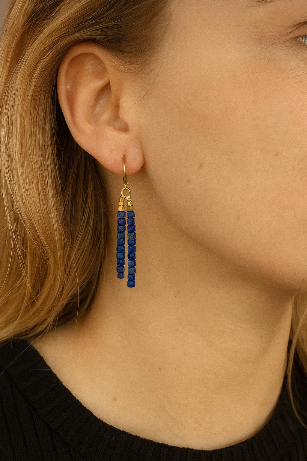 Ensemble collier et boucles d'oreilles en Lapis-Lazuli "Relaxation"