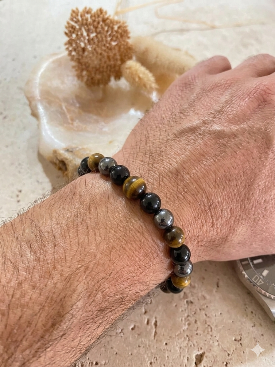Bracelet pierres naturelles Triple Protection "Anti-stress et Protection"